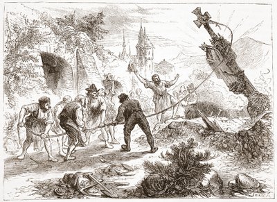 Hottinger zerstört das Bild, Illustration aus Die Geschichte des Protestantismus von James Aitken Wylie, veröffentlicht 1878 von English School