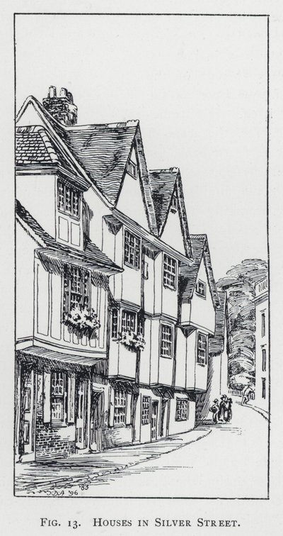 Häuser in der Silver Street (Gravur) von English School