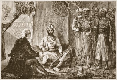 Hyder Ali und der Missionar, Illustration aus Cassells Illustrierter Geschichte Indiens von James Grant, veröffentlicht 1879 von English School