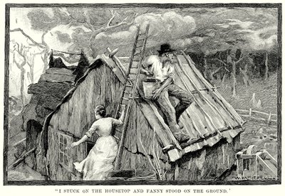 "Ich stand auf dem Hausdach und Fanny stand auf dem Boden" (Gravur) von English School