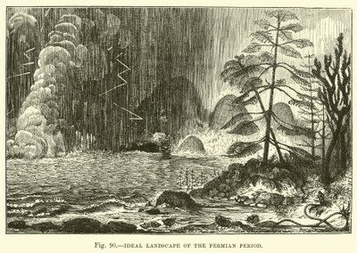 Ideale Landschaft der Perm-Periode von English School