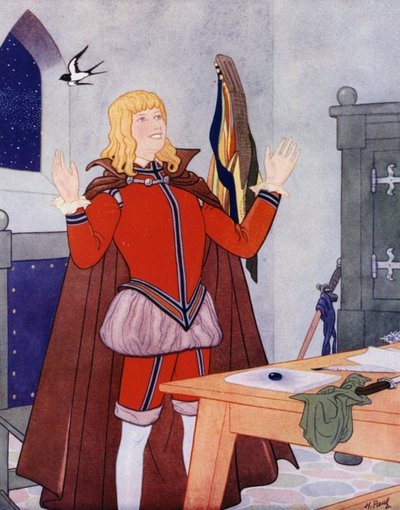 Illustration für Der glückliche Prinz von Oscar Wilde (Farblithographie) von English School