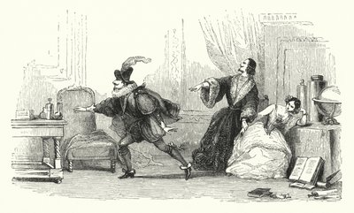 Illustration für das Ballett, Le Diable boiteux, oder Der Teufel auf zwei Stöcken (Gravur) von English School