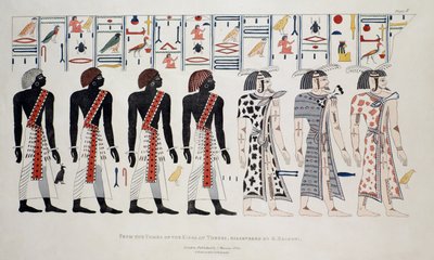Illustration aus den Gräbern der Könige in Theben, entdeckt von G. Belzoni, Druck veröffentlicht 1820 von English School
