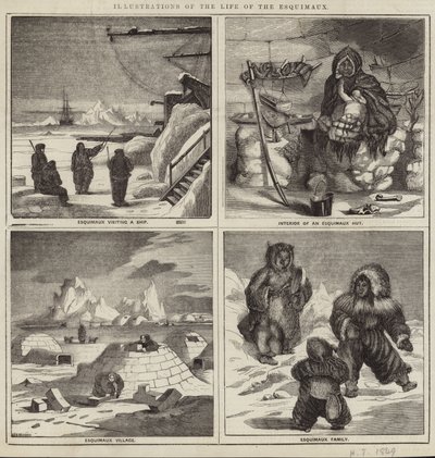 Illustrationen des Lebens der Eskimos von English School