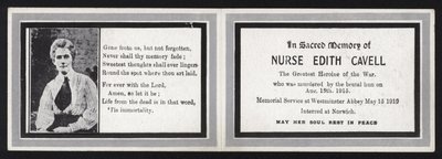 In heiliger Erinnerung an Krankenschwester Edith Cavell von English School