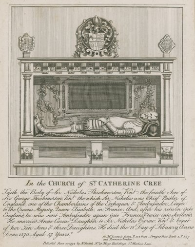 In der Kirche von St. Catherine Cree liegt der Körper von Sir Nicholas Throkmorton von English School