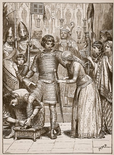 Einführung in den Ritterorden, Illustration aus Cassells Illustrierter Geschichte Englands von English School