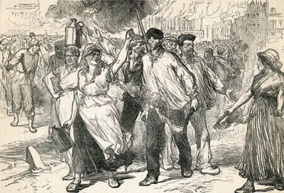 Aufständische verwüsten die Straßen von Paris, aus Cassells Illustrated History, 1872 von English School