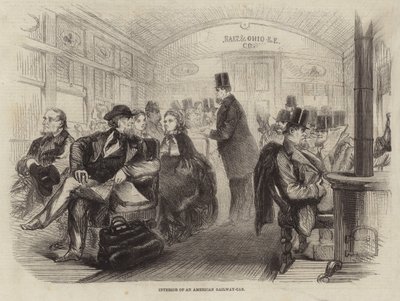 Innenraum eines amerikanischen Eisenbahnwagens von English School