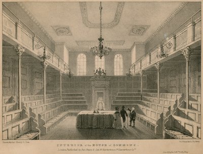 Innenansicht des House of Commons, Westminster, London von English School