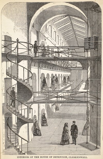 Innenansicht des House of Detention, Clerkenwell, Illustration aus The Criminal Prisons of London and Scenes from Prison Life von Henry Mayhew und John Binny, veröffentlicht 1862 von English School