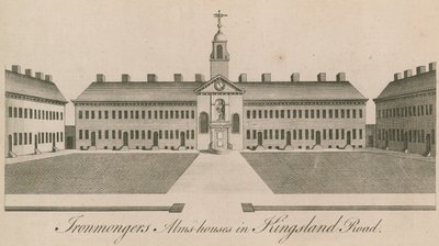 Ironmongers Armenhäuser in Kingsland Road von English School