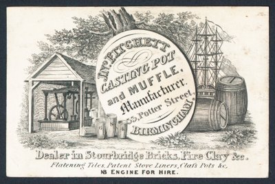 J N Fitchett, Hersteller von Gusstöpfen und Muffeln, Visitenkarte von English School