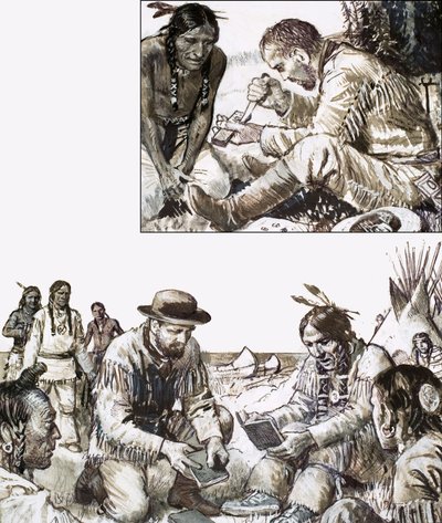 James Evans begann, eine Bibel für einen abgelegenen Indianerstamm zu drucken von English School