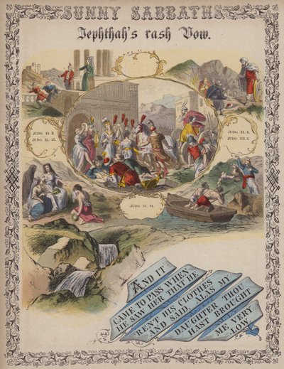 Jephtas unbesonnener Schwur (farbige Gravur) von English School