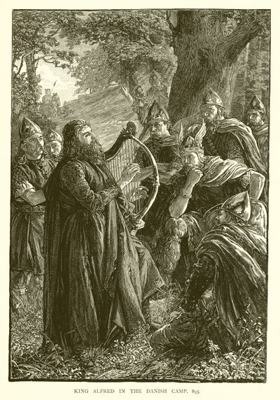 König Alfred im dänischen Lager, 895 von English School