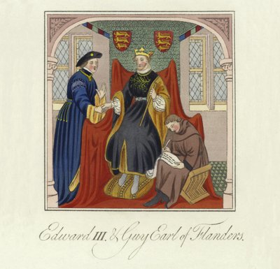 König Edward III. von England und Guy, Graf von Flandern, 14. Jahrhundert von English School
