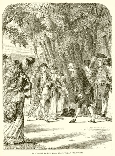 König George III. und Königin Charlotte in Cheltenham von English School
