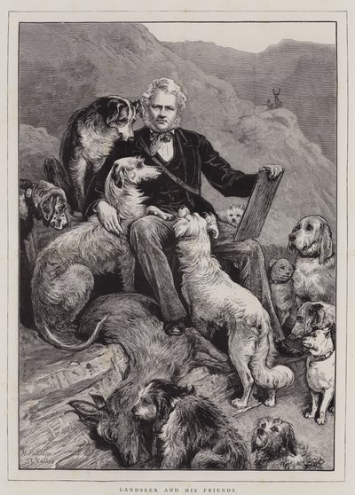 Landseer und seine Freunde (Gravur) von English School