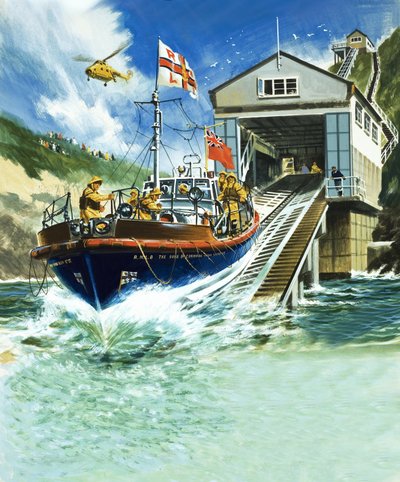Start eines Rettungsbootes von English School