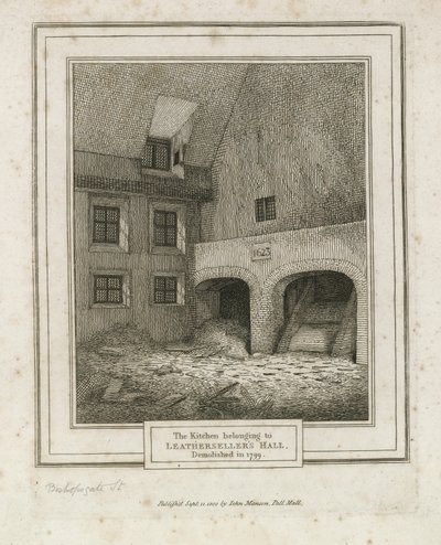 Leathersellers Hall, Bishopsgate Street. Abgerissen 1799 von English School