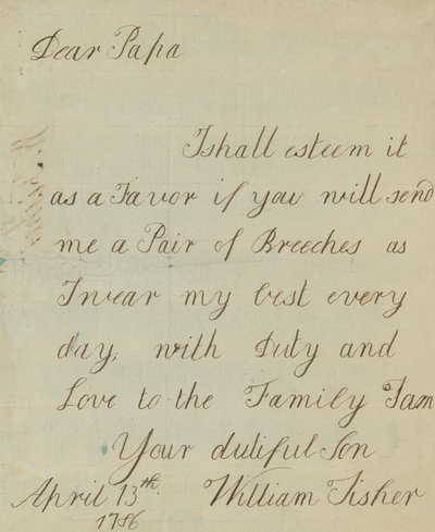 Brief von William Fisher (Autograph) von English School