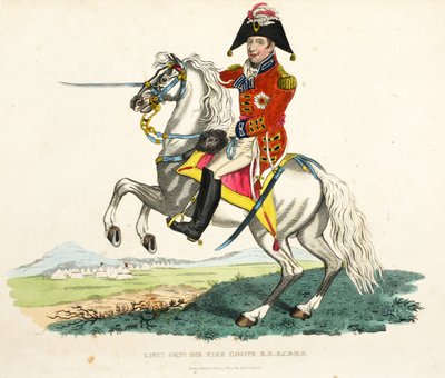 Generalleutnant Sir Eire Coote KB, KC und MP, veröffentlicht von Richard Evans, graviert von Romney, Illustration aus An Historical Account of the Battle of Waterloo von William Mudford, 1816 von English School