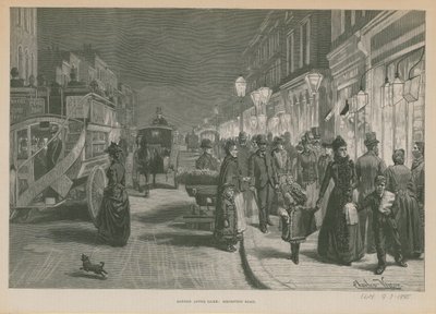 London nach Einbruch der Dunkelheit: Brompton Road von English School