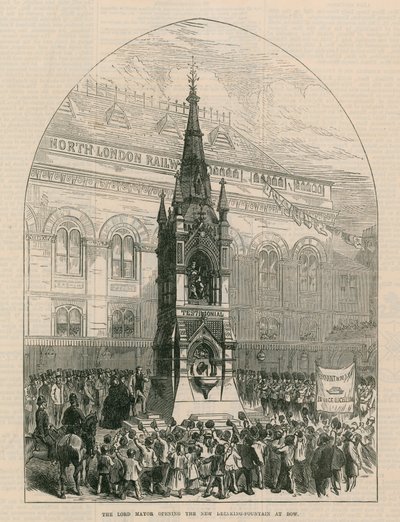 Der Lord Mayor eröffnet den neuen Trinkbrunnen in Bow von English School