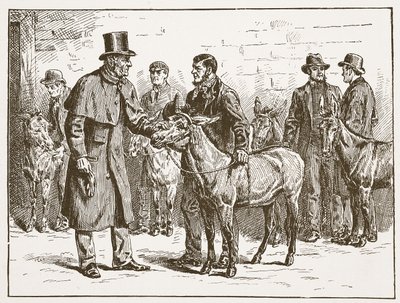 Lord Shaftesbury inspiziert eine Karrenhändler-Eselshow, Illustration aus Die Kirche von England: Eine Geschichte für das Volk von H.D.M. Spence-Jones, veröffentlicht um 1910 von English School