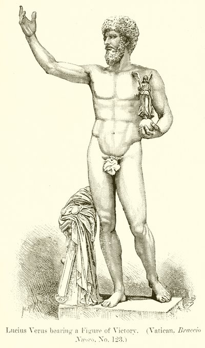 Lucius Verus trägt eine Siegesfigur (Vatikan, Braccio Nuovo, Nr. 123) von English School