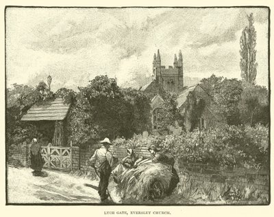 Lych Gate, Eversley Kirche (Stich) von English School