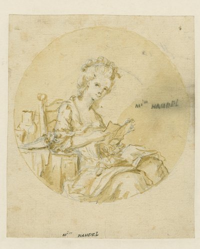 Madame Händel, Mitte des 19. Jahrhunderts (Tinte & Waschung auf Papier) von English School