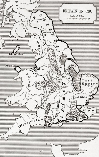 Karte von Britannien im Jahr 626, aus 