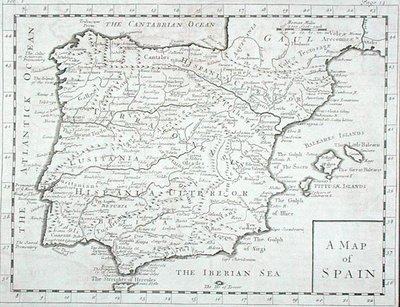 Karte von Spanien und Portugal, späte 18. Jahrhundert (Stich) von English School