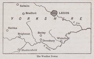 Karte der Wollstädte von Yorkshire (Lithographie) von English School