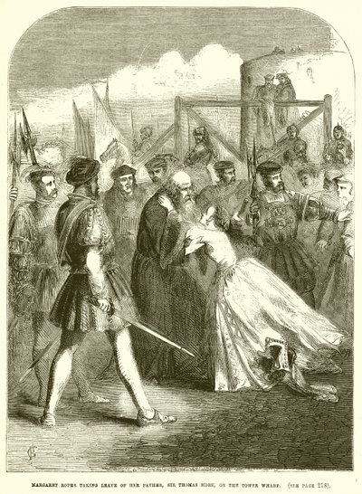 Margaret Roper verabschiedet sich von ihrem Vater, Sir Thomas More, am Tower Wharf von English School