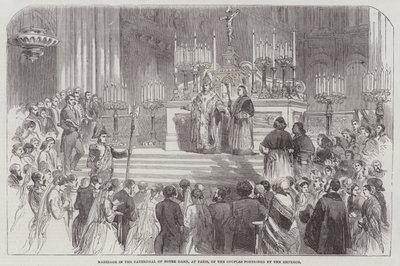 Hochzeit in der Kathedrale Notre Dame in Paris der vom Kaiser beschenkten Paare von English School