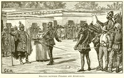 Treffen zwischen Pizarro und Atahualpa von English School
