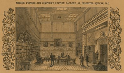 Auktionsraum von Messrs Puttick und Simpson, Leicester Square von English School