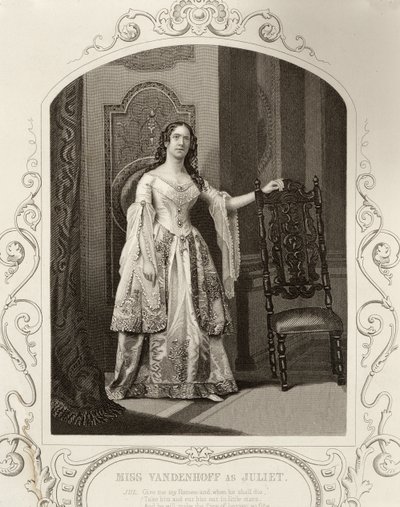 Miss Vandenhoff als Julia, Akt III Szene 1 von Romeo und Julia, von einem Daguerreotyp, veröffentlicht von John Tallis & Co. von English School