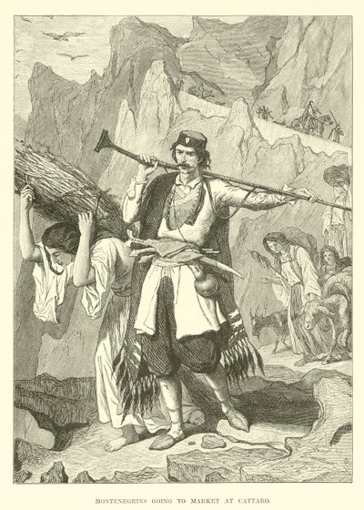 Montenegriner auf dem Weg zum Markt in Cattaro von English School