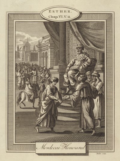 Mordechai geehrt, Esther, Kapitel VI, Vers 11 von English School