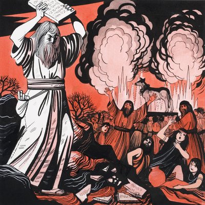 Moses zerbricht die Tafeln von English School