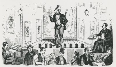 Mr. C. George, der irische Sänger, tritt in der Borough Music Hall, Union Street, Southwark auf von English School