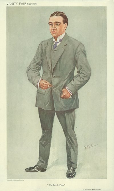 Mr Ernest Shackleton, Der Südpol, 6. Oktober 1909, Vanity Fair Karikatur von English School