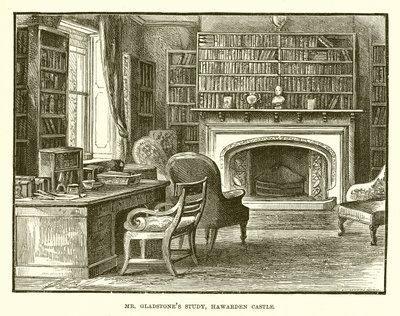 Mr. Gladstones Arbeitszimmer, Hawarden Castle von English School