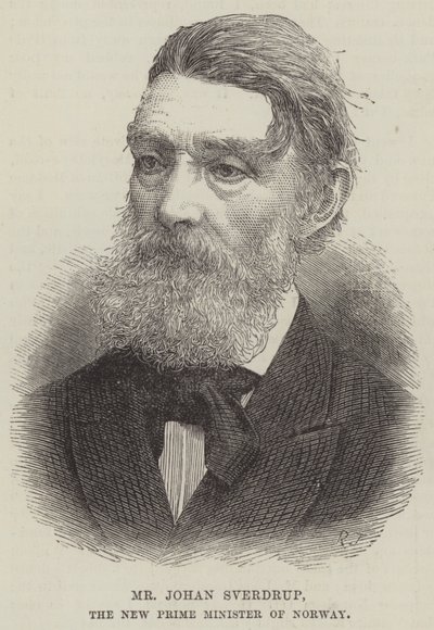 Mr. Johan Sverdrup, der neue Premierminister von Norwegen (Gravur) von English School
