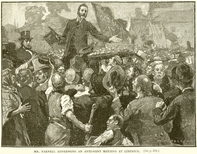 Mr. Parnell spricht bei einem Anti-Miet-Treffen in Limerick von English School